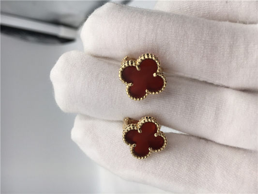 Chất lượng Van Cleef Arpels Sweet Alhambra earstuds vàng 18k với carnelian nhà máy