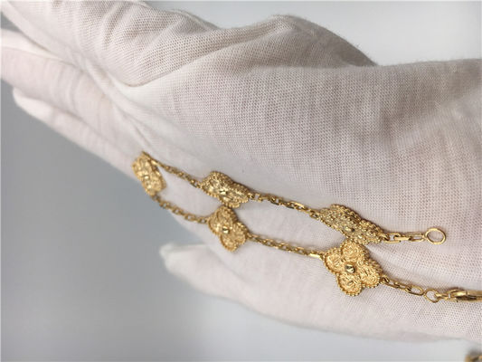 Chất lượng Màu vàng của phụ nữ 5 họa tiết Vòng tay bằng vàng 18K Cổ điển Alhambra Không có đá quý nhà máy