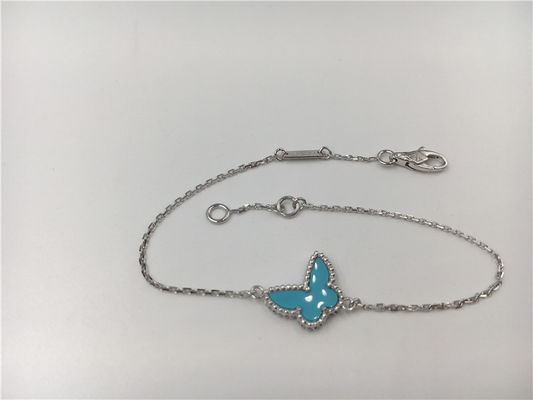 Chất lượng Không có kim cương ngọt ngào vòng tay vàng 18K màu ngọc lam với đá quý hình con bướm nhà máy