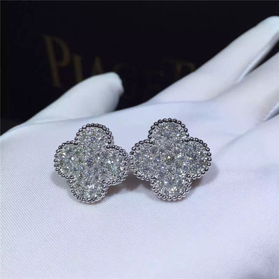 Chất lượng Hoa tai Van Cleef Arpels Magic Alhambra vàng trắng 18k và kim cương tròn nhà máy