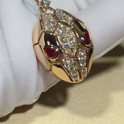 Chất lượng Trang sức sang trọng bằng vàng hồng 18K Serpenti vòng cổ CL857662 với kim cương rubellite / Demi Pavé nhà máy