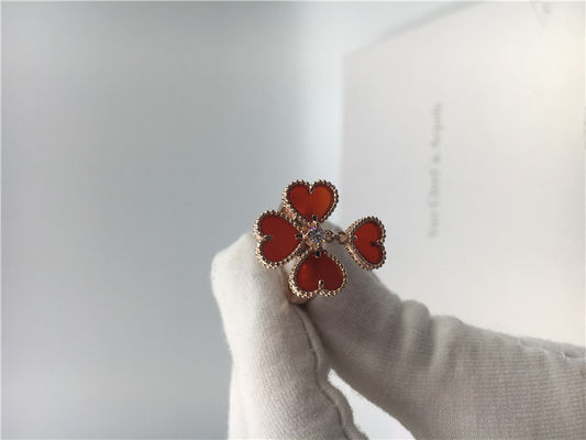 Chất lượng Nhẫn hoa hồng vàng 18k Van Cleef và Arpels với Carnelian / Kim cương tròn nhà máy