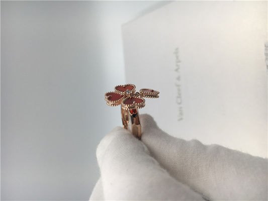 Chất lượng Nhẫn hoa hồng vàng 18k Van Cleef và Arpels với Carnelian / Kim cương tròn nhà máy
