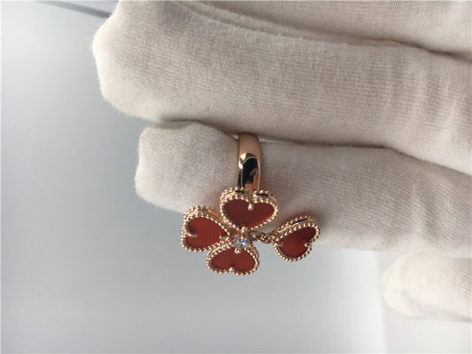 Chất lượng Nhẫn hoa hồng vàng 18k Van Cleef và Arpels với Carnelian / Kim cương tròn nhà máy