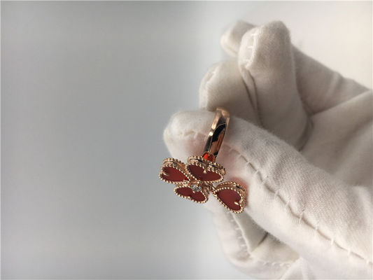 Chất lượng Nhẫn hoa hồng vàng 18k Van Cleef và Arpels với Carnelian / Kim cương tròn nhà máy