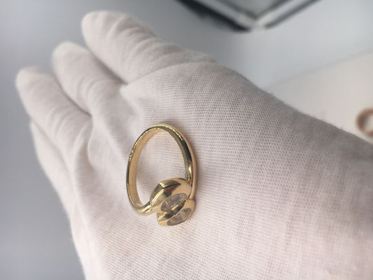 Chất lượng Đính hôn cổ điển Chopard Happy Curves Ring Vàng vàng 18k đính kim cương nhà máy
