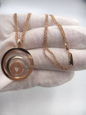 Chất lượng Vòng cổ vàng 18K đơn giản chopard của nữ Mặt dây chuyền tinh thần hạnh phúc với kim cương nhà máy