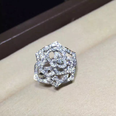Chất lượng Nhẫn hoa hồng Piaget Đồ trang sức tùy chỉnh cao cấp 18K vàng trắng đính kim cương nhà máy