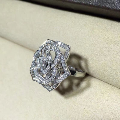 Chất lượng Nhẫn hoa hồng Piaget Đồ trang sức tùy chỉnh cao cấp 18K vàng trắng đính kim cương nhà máy