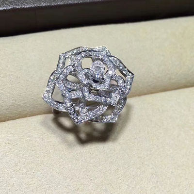 Chất lượng Nhẫn hoa hồng Piaget Đồ trang sức tùy chỉnh cao cấp 18K vàng trắng đính kim cương nhà máy