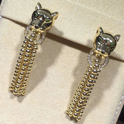 Chất lượng Hoa tai kim cương hình con báo, Hoa tai cổ điển vàng 18K nhà máy