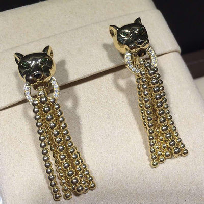 Chất lượng Hoa tai kim cương hình con báo, Hoa tai cổ điển vàng 18K nhà máy