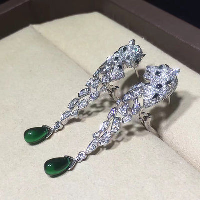 Chất lượng Hoa tai kim cương vàng trắng 18K, Hoa tai Panthere với Onyx nhà máy