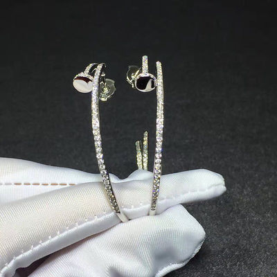 Chất lượng Không có đá quý Juste Un Clou Hoa tai hình móng tay Vàng trắng 18K đính kim cương nhà máy