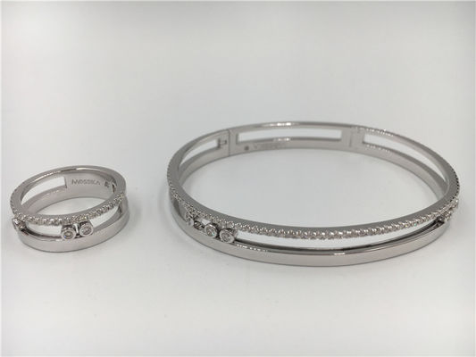 Chất lượng Hình dạng yên ngựa di chuyển Vòng tay kim cương, Vòng tay vàng trắng 18k dành cho nữ nhà máy
