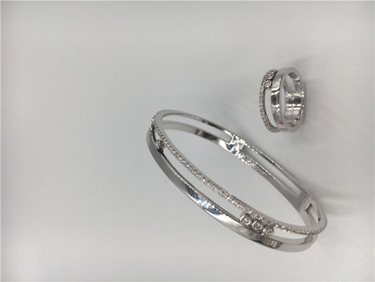 Chất lượng Hình dạng yên ngựa di chuyển Vòng tay kim cương, Vòng tay vàng trắng 18k dành cho nữ nhà máy