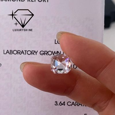 Chất lượng Kim cương nhân tạo hình Asscher LuxuryShine VVS-VS 0.1-10CT, màu D-F, có giấy chứng nhận IGI, cắt 3EX nhà máy
