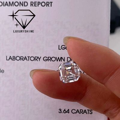 Chất lượng Kim cương nhân tạo hình Asscher LuxuryShine VVS-VS 0.1-10CT, màu D-F, có giấy chứng nhận IGI, cắt 3EX nhà máy