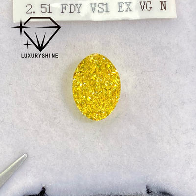 Chất lượng LuxuryShine VVS-VS Fancy Yellow/Light Yellow/Fancy Intense/Vivid Yellow Rượu vang phát triển kim cương 1CT 2CT 3CT 4CT 5CT hình bầu dục tuyệt vời cắt với chứng chỉ và trang sức tùy chỉnh nhà máy