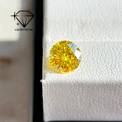 Kim cương nhân tạo LuxuryShine VVS2/VS1 Fancy Vivid Yellow, hình tròn, có giấy chứng nhận IGI, dùng cho trang sức tùy chỉnh
