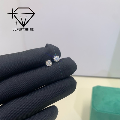 Bông tai nụ kim cương nhân tạo LuxuryShine Round, độ trong VVS2/VS1, Vàng khối 18K, trang sức tùy chỉnh với Giấy chứng nhận IGI, bông tai thời trang, quà tặng Ngày Valentine