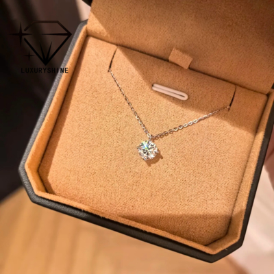 Vòng cổ kim cương nhân tạo LuxuryShine hình tròn, độ trong suốt VVS2/VS1, màu D-F, vàng 18K nguyên khối, trang sức tùy chỉnh với Giấy chứng nhận IGI