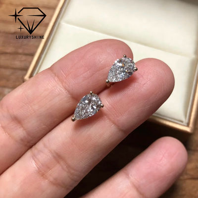 Chất lượng Bông tai nụ kim cương nhân tạo hình quả lê vàng 18K, độ trong VVS-VS nhà máy