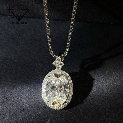 Chất lượng 18K vàng hình bầu dục phòng thí nghiệm trưởng thành kim cương dây chuyền VVS1-VS1 0.3-3.0ct nhà máy