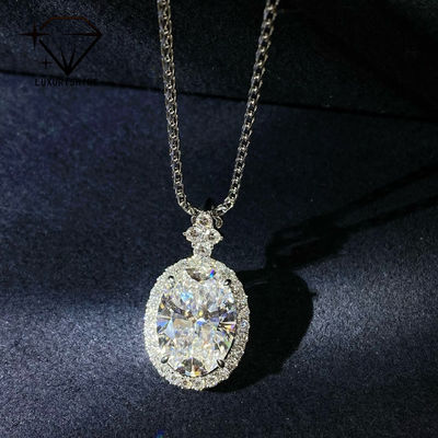 Chất lượng 18K vàng hình bầu dục phòng thí nghiệm trưởng thành kim cương dây chuyền VVS1-VS1 0.3-3.0ct nhà máy