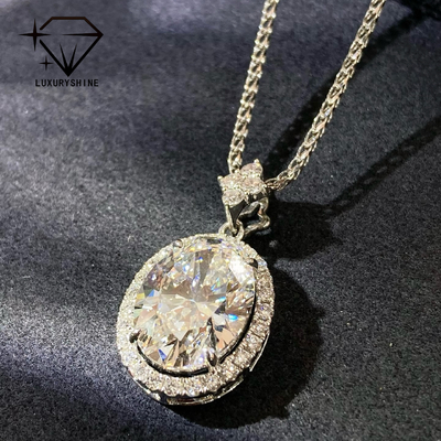 18K vàng hình bầu dục phòng thí nghiệm trưởng thành kim cương dây chuyền VVS1-VS1 0.3-3.0ct