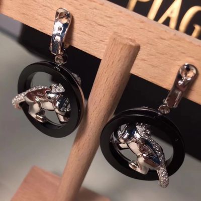 Chất lượng Kim cương Bông tai vàng 18K Trang sức PanthèRe De Vàng trắng Ngọc lục bảo Ngọc Onyx nhà máy