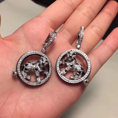 Chất lượng Kim cương Bông tai vàng 18K Trang sức PanthèRe De Vàng trắng Ngọc lục bảo Ngọc Onyx nhà máy