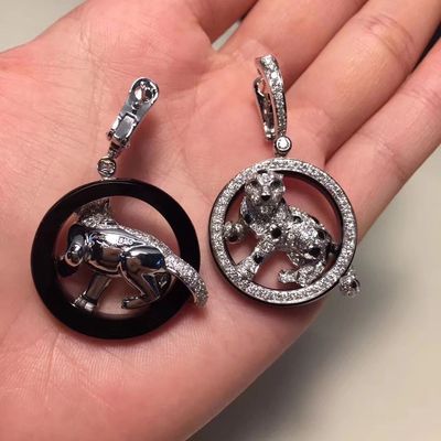 Chất lượng Kim cương Bông tai vàng 18K Trang sức PanthèRe De Vàng trắng Ngọc lục bảo Ngọc Onyx nhà máy