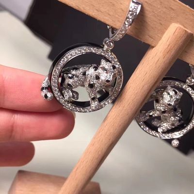 Chất lượng Kim cương Bông tai vàng 18K Trang sức PanthèRe De Vàng trắng Ngọc lục bảo Ngọc Onyx nhà máy