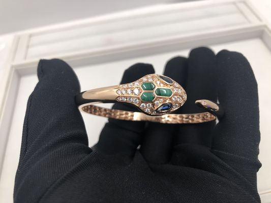 Chất lượng Đồ trang sức sang trọng Vòng tay quyến rũ Snakewomens được tùy chỉnh bằng vàng hồng 18 Kt với kim cương nhà máy