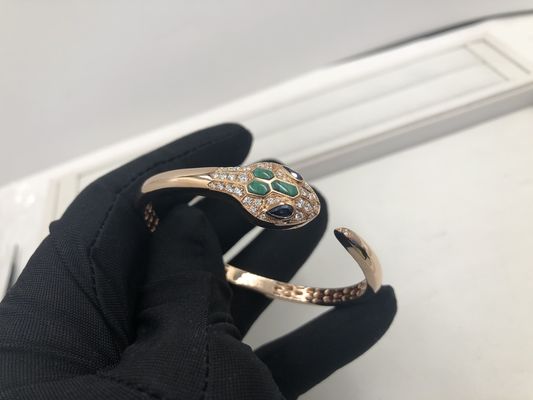 Chất lượng Đồ trang sức sang trọng Vòng tay quyến rũ Snakewomens được tùy chỉnh bằng vàng hồng 18 Kt với kim cương nhà máy