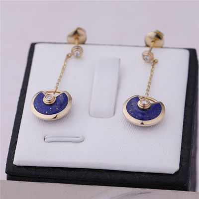 Chất lượng Xs Mẫu Bông tai vàng Amulette De Cartier màu vàng Lapis Lazuli nhà máy