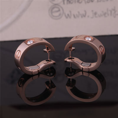 Chất lượng B8022900 Trang sức vàng 18K Bông tai vàng tình yêu có đính kim cương nhà máy