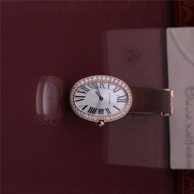Chất lượng Đồng hồ vàng thương hiệu sang trọng Đồng hồ nữ vàng hồng 18K với dây da kim cương nhà máy