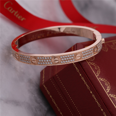 Full Diamond Love Bangle Trang sức cổ điển Love Bracelet Full Diamond dát bằng vàng hồng 18K