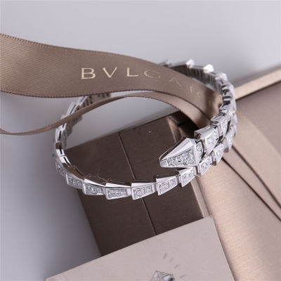Chất lượng Vòng tay mỏng một cuộn của Italy Romance Serpenti Viper bằng vàng trắng 18K được đính toàn bộ kim cương pavé Snake Bangle nhà máy