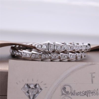 Chất lượng Vòng tay mỏng một cuộn của Italy Romance Serpenti Viper bằng vàng trắng 18K được đính toàn bộ kim cương pavé Snake Bangle nhà máy