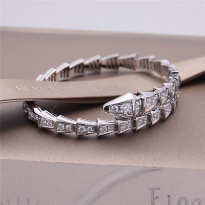 Chất lượng Vòng tay mỏng một cuộn của Italy Romance Serpenti Viper bằng vàng trắng 18K được đính toàn bộ kim cương pavé Snake Bangle nhà máy