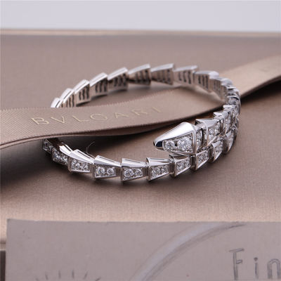 Chất lượng Vòng tay mỏng một cuộn của Italy Romance Serpenti Viper bằng vàng trắng 18K được đính toàn bộ kim cương pavé Snake Bangle nhà máy