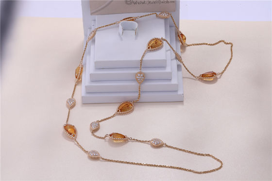 Chất lượng Sang Trọng Trang Sức Vàng Vàng Thật Bản Sao Con Rắn Boheme Vòng Cổ Dài 16 Họa Tiết Với ​​Kim Cương Và Citrin Tham Khảo JCL01018 nhà máy