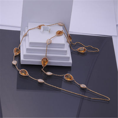Chất lượng Sang Trọng Trang Sức Vàng Vàng Thật Bản Sao Con Rắn Boheme Vòng Cổ Dài 16 Họa Tiết Với ​​Kim Cương Và Citrin Tham Khảo JCL01018 nhà máy
