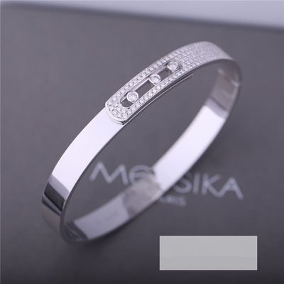 Chất lượng Vòng tay kim cương vàng trắng Trang sức Paris Chiều rộng 4,5mm nhà máy
