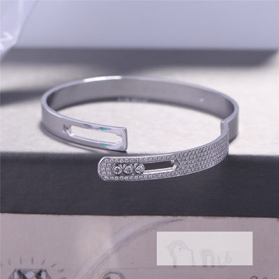Chất lượng Vòng tay kim cương vàng trắng Trang sức Paris Chiều rộng 4,5mm nhà máy