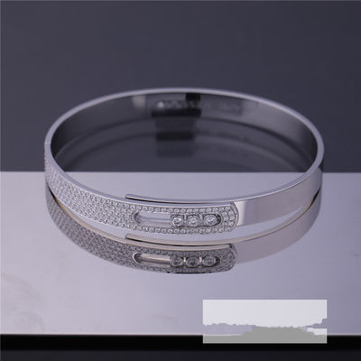 Chất lượng Vòng tay kim cương vàng trắng Trang sức Paris Chiều rộng 4,5mm nhà máy
