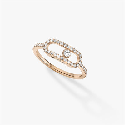 Chất lượng Luxury Jewelry Elegant Engagement Nhẫn cưới Kim cương Move Uno Pavee Ring bằng vàng hồng 18K nhà máy